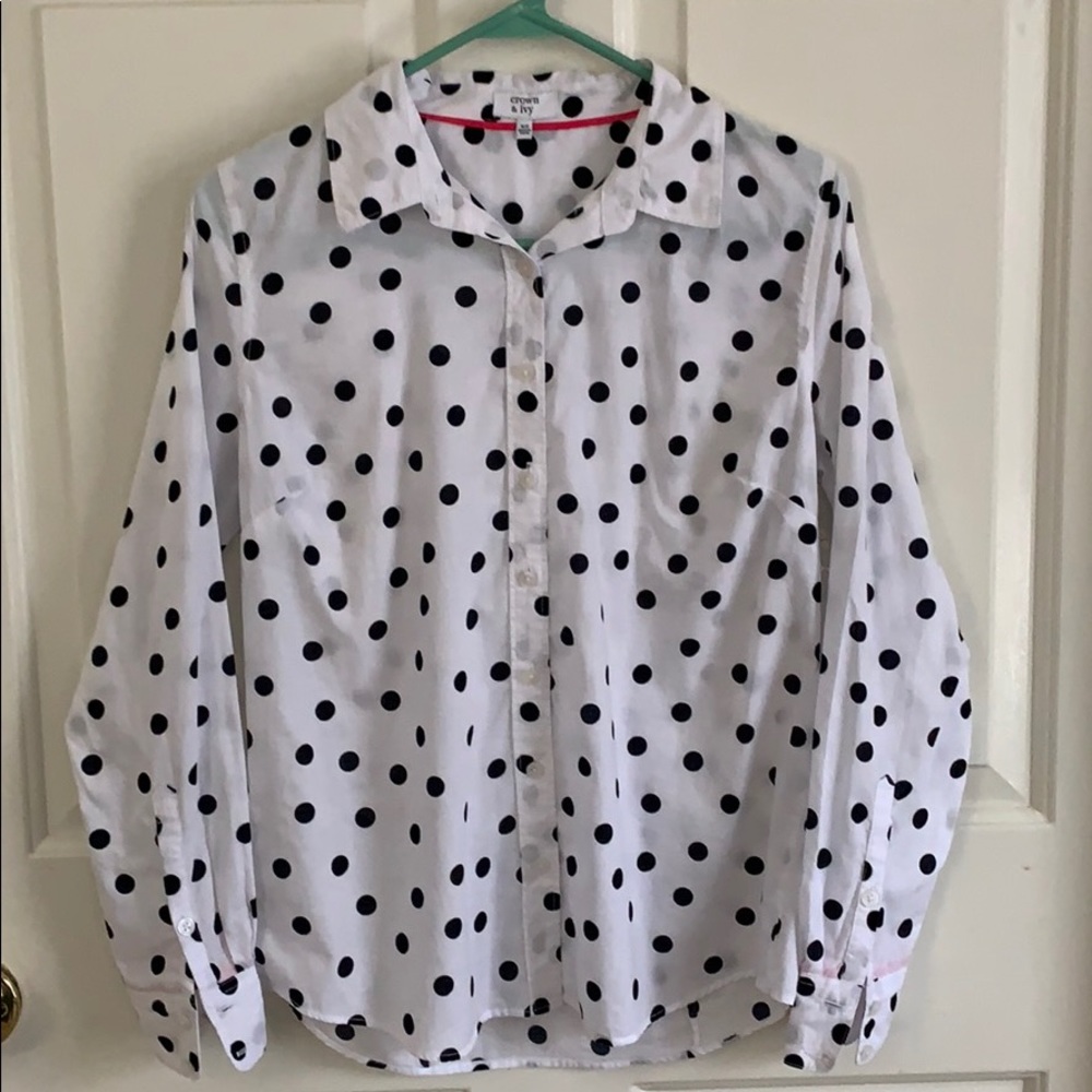 Crown & Ivy Polka-Dot Blouse